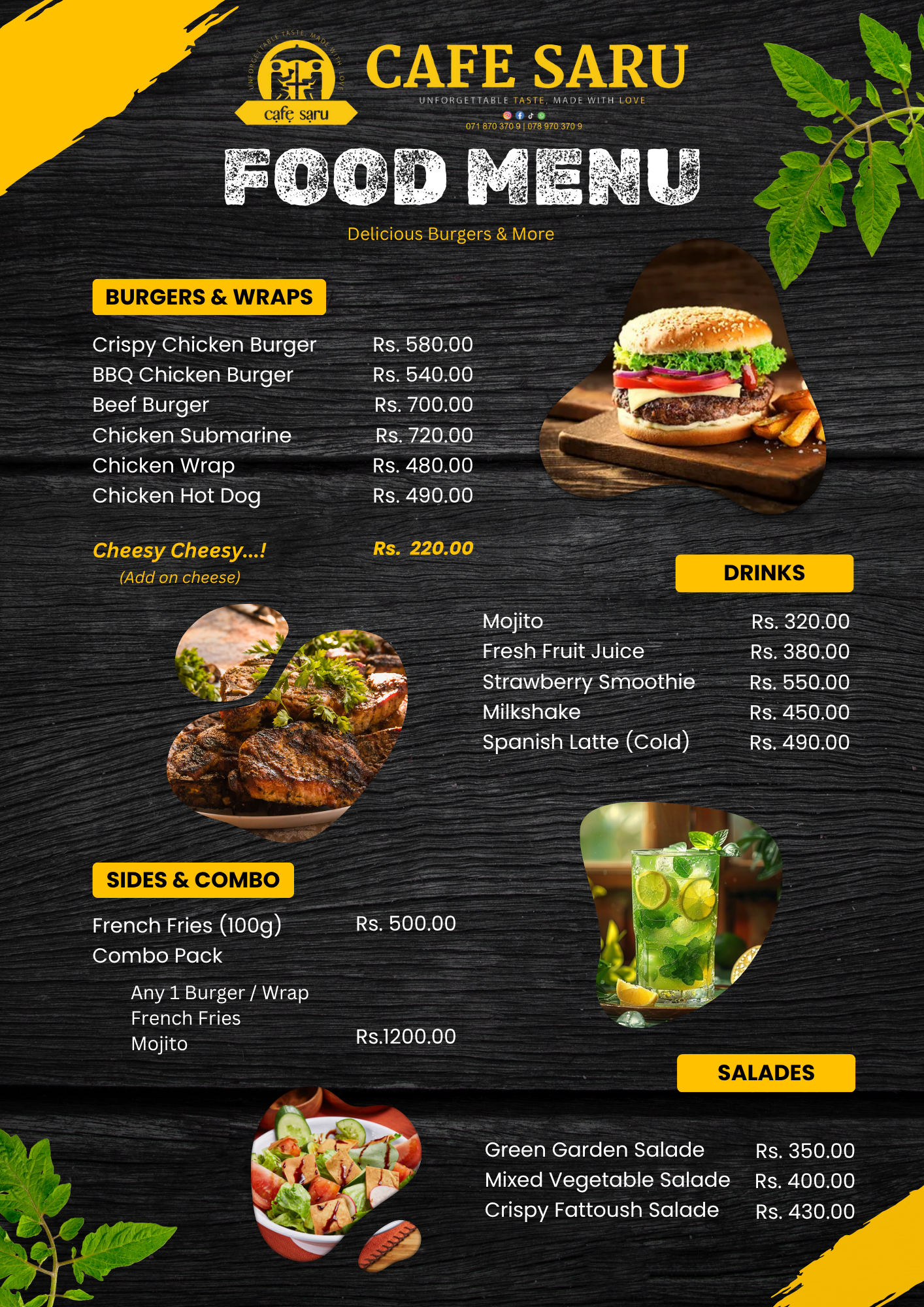 Cafe Saru Menu Design